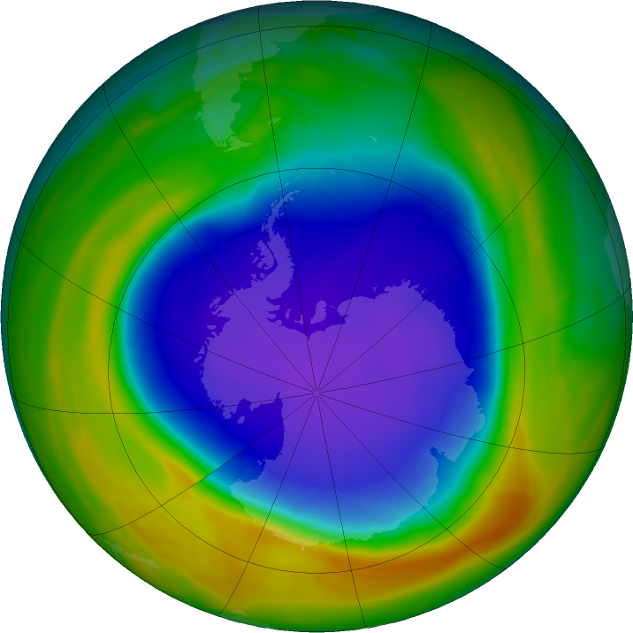 Antarctic ozone map for 27 October 2018